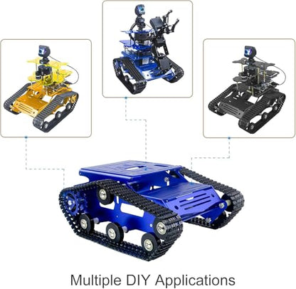 Smart Robot Car Chassis Kit Full Metal Big Tank Chassis with 2WD Motors for Arduino Raspberry Pi Jetson Python DIY Smart Car Learning Kit(Blue1, with Encoder Motor) - color: Blue1