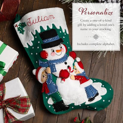 Bucilla Felt Applique 18" Stocking Making Kit, Wintertime Buddies, Perfect for DIY Arts and Crafts