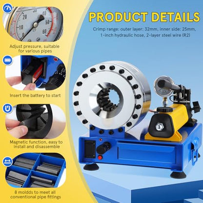 Manual Hydraulic Hose Crimper – 10-30mm 8 Dies Set