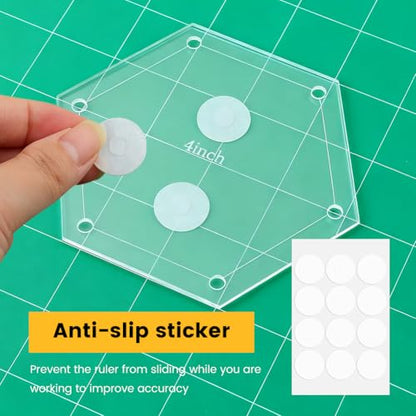 6pcs Hexagon Templates Quilting 1, 1.5, 2 3 4 5 Inch Quilting Templates for Cutting Patterns with 1/4 Inch Seam Allowance(Color:Clear)