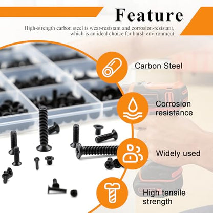 24Sizes 888Pcs Tiny Micro Laptop Computer Screw Kit M1.4/M1.7/M2/M2.5/M3/M4 Countersunk Flat Head Phillips Mini Repair Screws Set for Machinery, Furniture, Automotive, Motorcycle - size: 888pcs