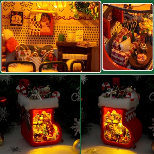 3D Wooden Book Stand Puzzle DIY Dollhouse Wood Nook Model Building Kit with LED Light for Adults to Build Creativity Christmas Halloween - color: Th56