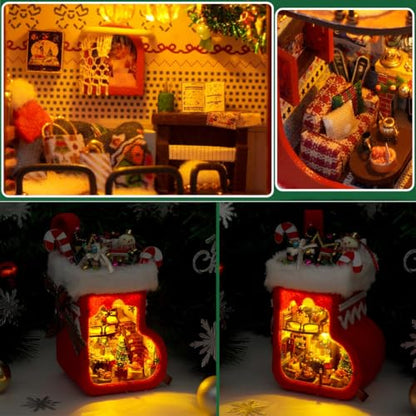 3D Wooden Book Stand Puzzle DIY Dollhouse Wood Nook Model Building Kit with LED Light for Adults to Build Creativity Christmas Halloween - color: Th56