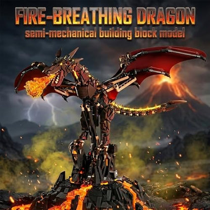 HJPLPXH Mechanical Flame Dragon Building Block Set–Fire Dragon Model - style: Motor Flame Dragon