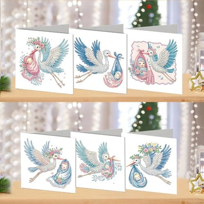 DDGYP 6 PCS Diamond Art Painting Greeting Cards with Envelopes,5.9x11.81In - color: whitege