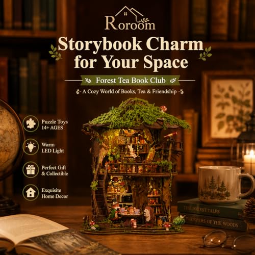 Roroom DIY Miniature House Kit, Woodland Treehouse Dollhouse Kit - color: Forest Tea Book Club