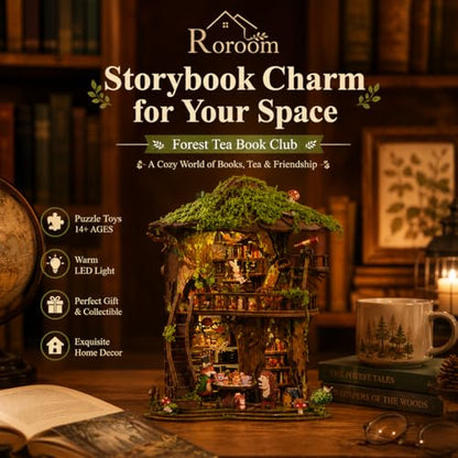 Roroom DIY Miniature House Kit, Woodland Treehouse Dollhouse Kit - color: Forest Tea Book Club