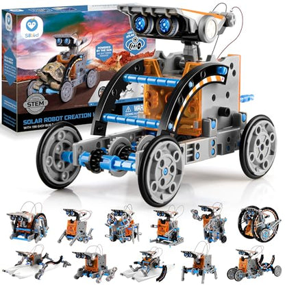 Sillbird 12-in-1 Solar Robot Building Kit STEM Gift for Boys Ages 8-13 - color: 12in1-blue Grey
