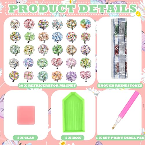 Remuuly 30 Pcs Tree of Life Diamond Painting Magnets Diamond Art Magnets - color: Tree of Life