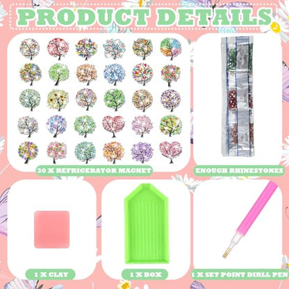 Remuuly 30 Pcs Tree of Life Diamond Painting Magnets Diamond Art Magnets - color: Tree of Life
