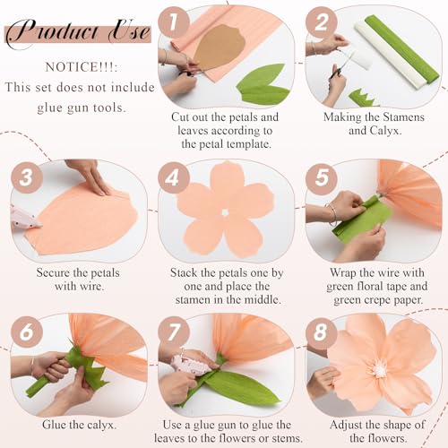 6 Colors Crepe Paper Kit 17 x 98 Inch, Pink and Green Series - color: Pink and Green Series