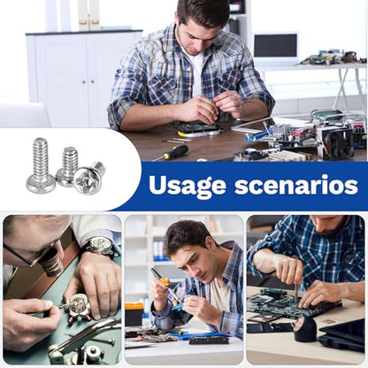 500Pcs 304 Stainless Steel Metric Micro Screws Nuts Assortment, M1x2.5/3/4/5/6mm Sizes, Phillips Pan Head, Fully Threaded Kit for Arduino, RC Models, Electronics, DIY Projects - size: M1x2.5/3/4/5/6 -500Pcs