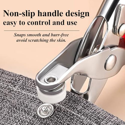 MIFOLEU Metal Snaps Buttons Kit for Fabric with Fastener Pliers Press Tool - color: 100 Sets/Sliver/Hollow-9.5mm