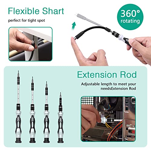 ORIA Precision Screwdriver Set, 108 Bits, Flexible Shaft, Extension Rod - color: Green, size: 132 IN 1