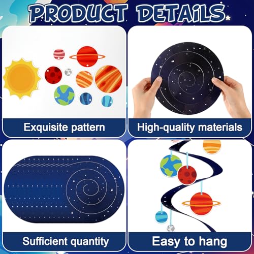 24 Sets Space Craft Kits DIY Solar System Hanging Decoration Make Your Own Outer Space Paper Crafts Ornament Galaxy Planet Star Stickers Games for Home School Classroom Activities Party Favor Gift