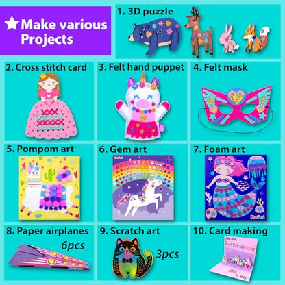 KRAFUN Craft Workshop Kit Ages 3-5 |10 Envelopes, Unicorn & Mermaid