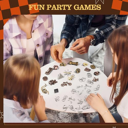 100 Pcs Metal Brain Teaser Puzzles Logic Game Set,Premium Style
