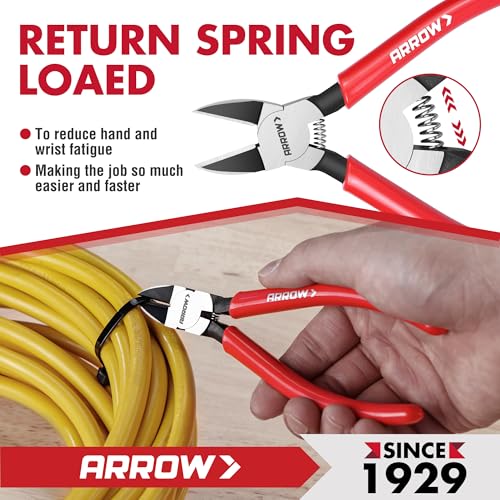 ARROW 6" Precision Wire Cutters, Precision Flush Cut Diagonal Pliers (Pack of 2) - size: 6 Inch (Pack of 2)