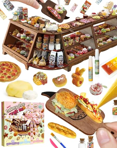 iLAND Crafts for Girls 8-12 Air Dry Clay Bakery Shop Craft Kits for Kids Ages 8-12, Creative 8-10 11 Year Old Girls Toys Birthday Gifts, Fun Family Game Night Activities Projects Best Teen Tween Gifts