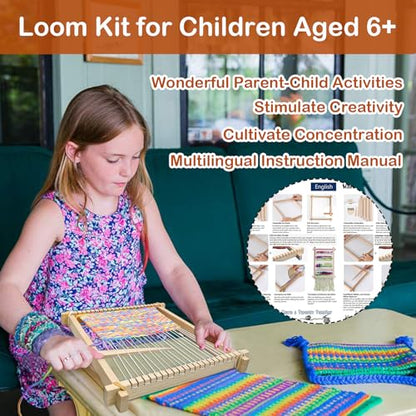 LYKTRIX Weaving Loom for Kids Age 6-12,Small Wooden Weaving Loom Kit,Suitable for Beginners and Children, 9 * 11 inch Knitting Loom Kit Includes Instructions and Enough Yarn 28×24cm - size: 28×24cm