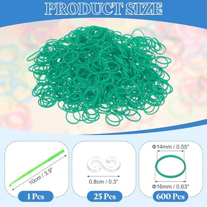 uxcell 600Pcs Loom Rubber Band, Bracelet Making Refill Kit Elastic Loom Band with 25Pcs S-Clips and 1Pcs Crochet Hooks for Weaving DIY Handcrafts, Dark Green - color: Dark Green