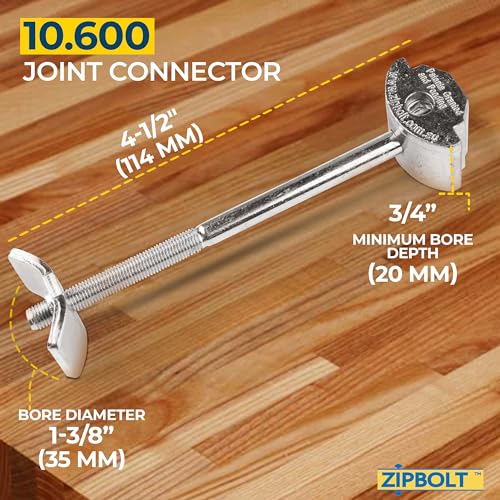 Zipbolt Joint Connector for Countertops and Butcher Blocks, 10 Pack, 10.600