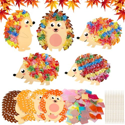 Fennoral 9 Pack Hedgehog Poke in Art Craft Kit for Kids - color: Fall Hedgehog
