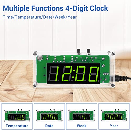 MiOYOOW DIY Digital Clock Kit, 4-Digit Alarm Clock Soldering Practice Kit - color: 4 Digit Multifunctional Clock Kit