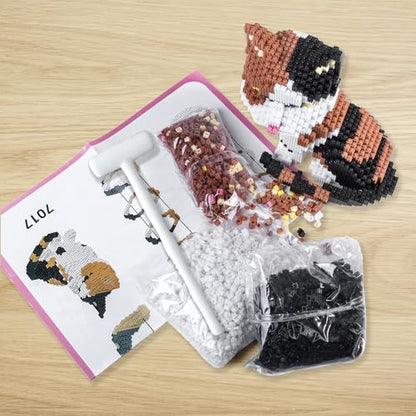 Cat Building Blocks Sets 3D Puzzles Toys Ornaments, 4800pcs Particle Building Blocks, Improve Thinking Concentration, Kids Toys Gifts - color: Cat
