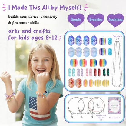 Charm Bracelet Making Kit & Unicorn/Mermaid Girl Toy- ideal Crafts for Ages 8-12 Girls who Inspire Imagination and Create Magic with Art Set and Jewelry Making Kit