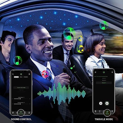 AMKI 16W Starlight Headliner Kit Twinkle+Sound Activated 600pcs 0.03in9.8ft Cable End Glow Fiber Optic Light APP/Remote Control RGBW Starlight Box for Car Home Star Ceiling Decor - size: 600pcs*0.03in*9.8ft+Regular
