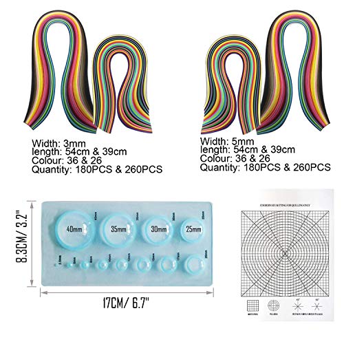 Woohome Quilling Supplies Paper Quilling Kits with 12 Quilling Tools and 36 Colors 880 Strips Quilling Paper for Craft - color: Style 3