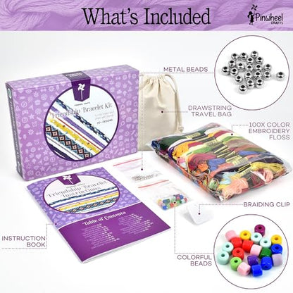 Pinwheel Crafts Friendship Bracelet Kit for Girls 8-12 with 100 Floss - style: Friendship Bracelet Kit-100 Floss