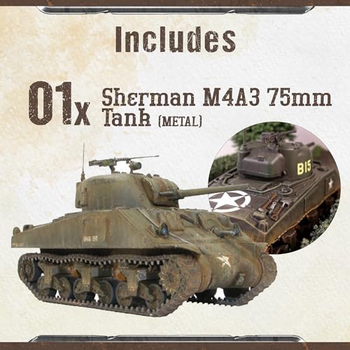 Wargames Delivered - Warlord Games Bolt Action Tank War -M4 Sherman Tank (75), World War 2 Miniature Model, 28mm Scale - color: M4 Sherman Medium Tank