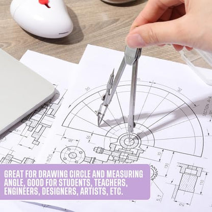 EBOOT Drawing Compass and 6 in Protractor Geometry Set, Purple - color: Purple