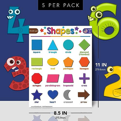 FoldCard Basic Shapes Chart Educational Poster 8.5x11 5pk - color: Basic 2D Shapes