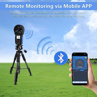 HoldPeak Handheld Anemometer Bluetooth, Digital Wind Speed Gauge Meter, Air Flow Velocity Temperature CFM Measuring Device for HVAC Outdoor Sailing Shooting Golf, 866B-APP - color: 866B-APP (1 PC)