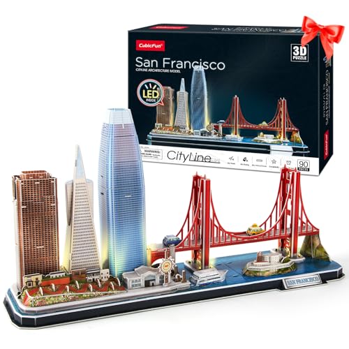 CubicFun 3D Puzzles for Adults Gifts Christmas LED San Francisco City Line - style: 4 LED San Francisco Cityline