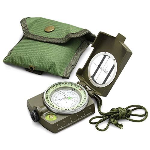 Eyeskey Multifunctional Tactical Survival Military Compass with Lanyard & Pouch | Waterproof & Impact Resistant | Lensatic Sighting Compass for Hiking - color: EK1001 Camouflage Compass