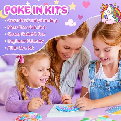 Poke Art Kit for Girls Ages 4-8 | Princess Theme DIY Craft Kit | Mess-Free Fabric Puncture Painting | Creative Activity Gift for 6-12 Year Old Girls | Birthday Party Art Set - color: White