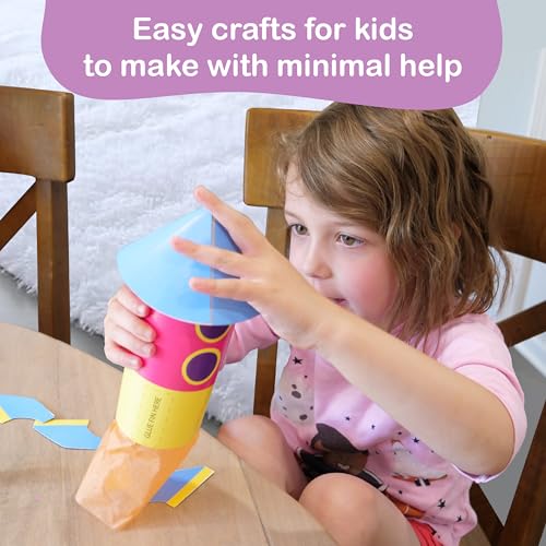 Craftikit® 20 Space Arts & Crafts for Kids - All-Inclusive Fun Toddler Craft Kit, Ages 3-10, Galaxy-Themed Activities - color: Space