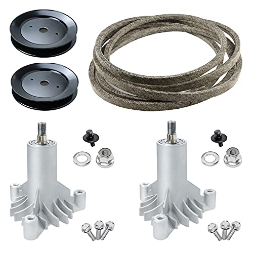 42 Inch Mower Parts 130794 Spindles Deck Rebuild Kit Fits for LT1000 LT2000 YTH1842 DYT4000 AYP Craftsman Poulan Husqvarna with 2 Pulleys 173436, 95" Deck Belt 144959 - size: 2 Spindle+2 pulley+1 belt