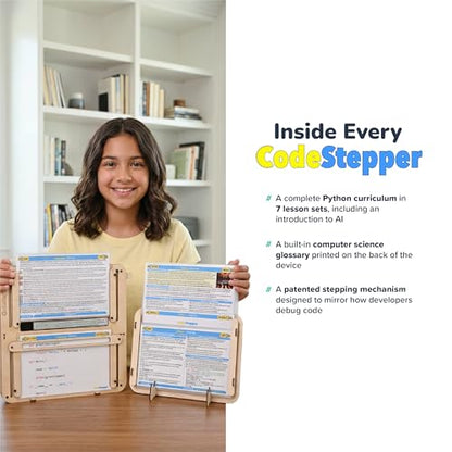 CodeStepper Screen-Free Python Coding & AI Learning Kit, Hands-On STEM Toy for Kids Ages 8-15, 7 Lesson Sets, Homeschool & Classroom Coding Kit, Made in the USA