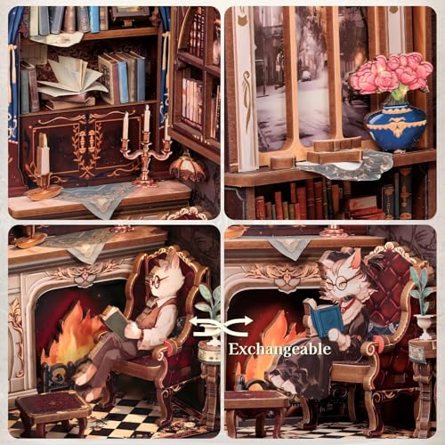 Book Nook Kit Cat Miniature House Kit - Count Cat's Study - color: Count Cat's Study