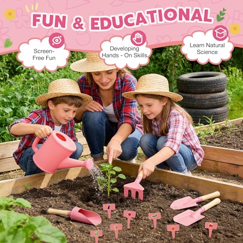 SHALL Kids Gardening Set, New Garden Tools Kit for Kids Toddler Boys Girls