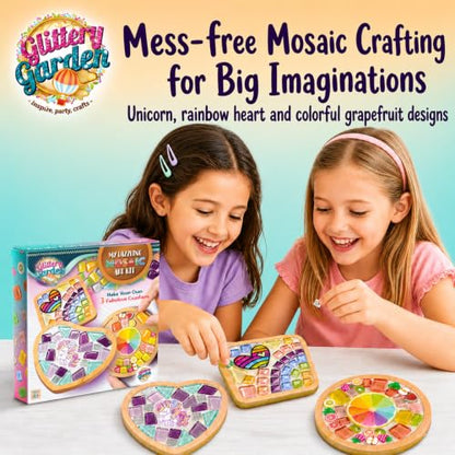 Glittery Garden Mosaic Craft Kit to Decorate Coaster with Glass Tiles - style: Mosaic Craft Kit