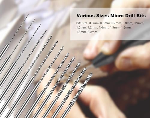 Hanboost 12Pcs Rotary Tool Drill Bits Set, 2.35mm Shank Precision Twist Drilling Accessories for Dremel Drilling Sanding Stone, Jewelry, Tile, Glass Pack, Ideal for DIY Fixers & Crafts.