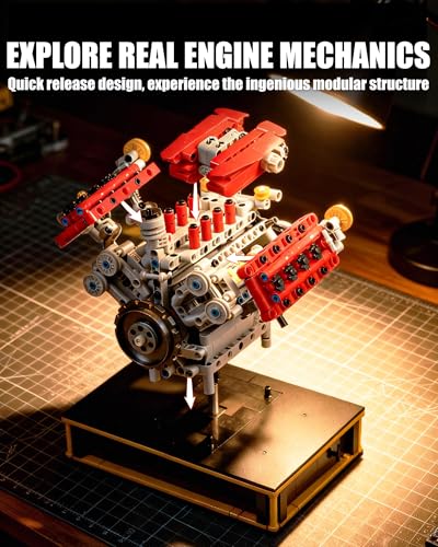Mini V8 Engine Building Set with Motor, Battery Powered for Age 14+,1123PCS - color: Style 2