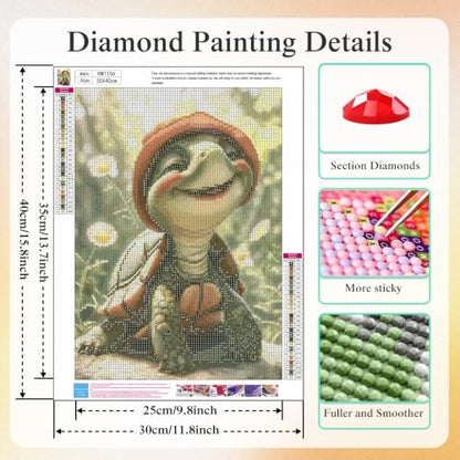 5D Cute Smiling Turtle Diamond Art kits for Adults Beginners 12x16in - color: KM1156-1