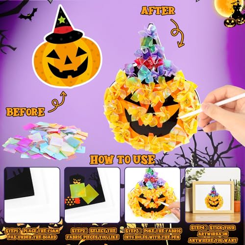 Lonfliness 8 Pcs Halloween Poke in Craft Kits for Kids Mess Free DIY Art - style: Halloween